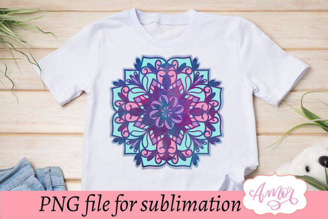 Colorful mandala sublimation design for T-shirts Sublimation Amorclipart 