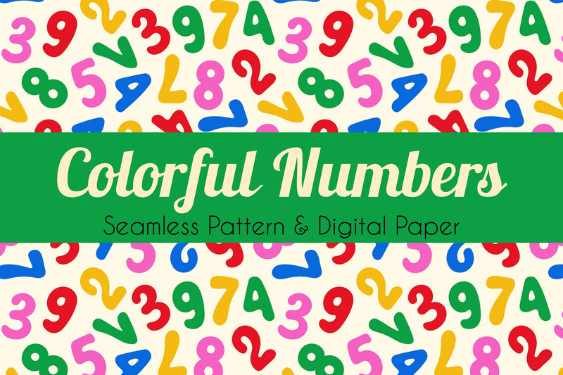 Colorful Numbers Seamless Pattern Digital Pattern Rin Green 