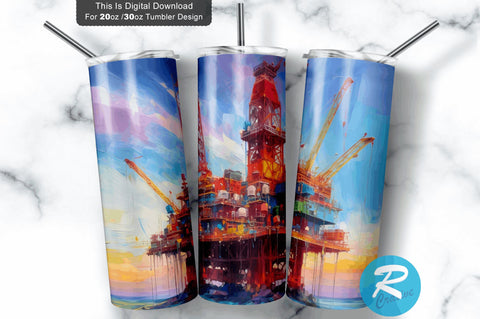Colorful Oil Rig 20 oz / 30 oz Skinny Tumbler Sublimation Regulrcrative 