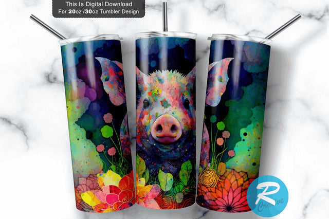 Colorful Piglet 20 oz / 30 oz Tumbler PNG Sublimation Regulrcrative 