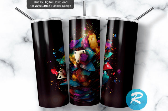 Colorful Poker 20 oz / 30 oz Skinny Tumbler Sublimation Regulrcrative 