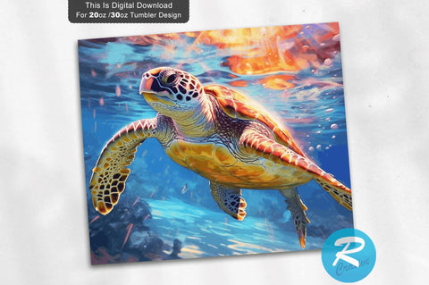 Colorful Sea Turtle 20 oz / 30 oz Skinny Tumbler Sublimation Regulrcrative 