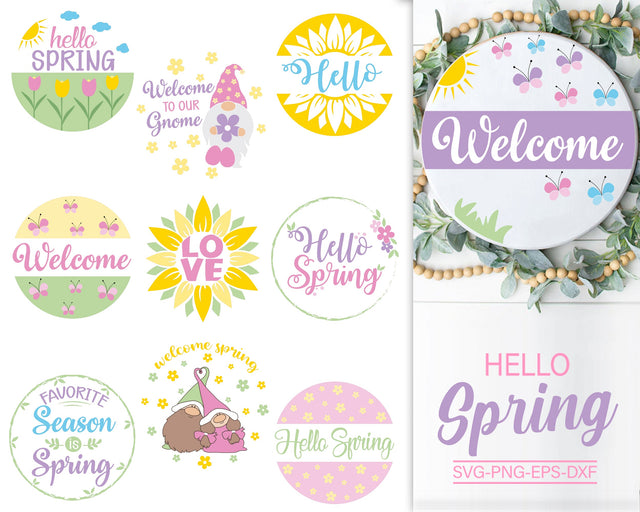 Colorful Spring Bundle Svg, Door Hanger Svg, Front Door Decor Svg SVG SvgMonkeys 