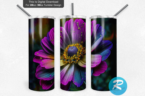 Colorful Spring Flower 20 oz / 30 oz Tumbler PNG Sublimation Regulrcrative 