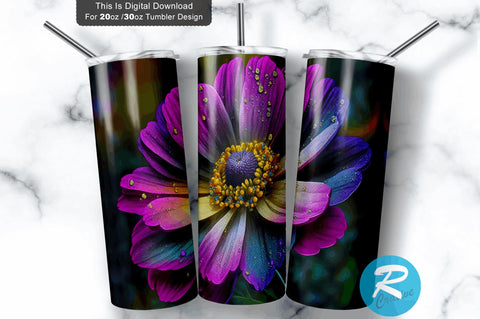 Colorful Spring Flower 20 oz / 30 oz Tumbler PNG Sublimation Regulrcrative 