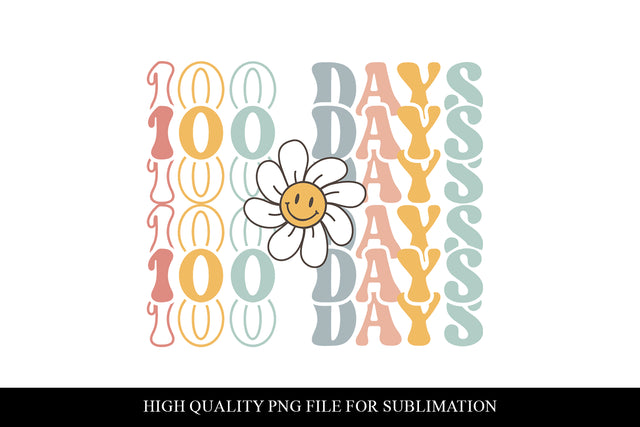 Colorful Stacked 100 Days of School Sublimation PNG File Sublimation BijouBay 