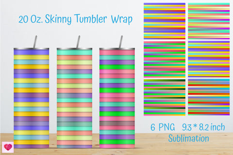 Colorful Stripes 20 Oz Straight Skinny Tumbler Design Sublimation Kseniia designer 