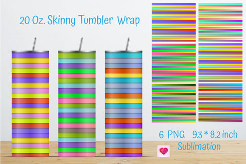 Colorful Stripes 20 Oz Straight Skinny Tumbler Design Sublimation Kseniia designer 