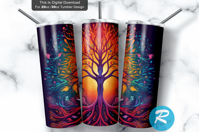 Colorful Tree Rainbow 20 oz / 30 oz Skinny Tumbler Sublimation Regulrcrative 