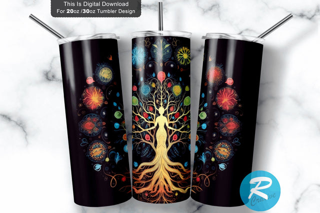 Colorful Tree Round 20 oz / 30 oz Skinny Tumbler Sublimation Regulrcrative 