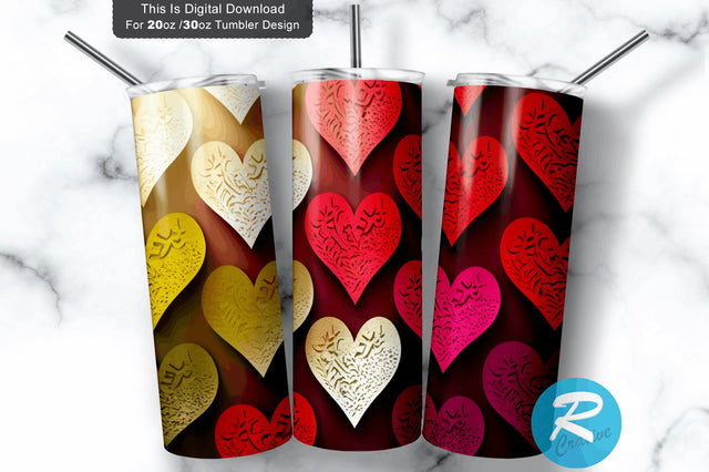 Colorful Valentine s Day Glitter 20 oz / 30 oz Tumbler PNG Sublimation Regulrcrative 