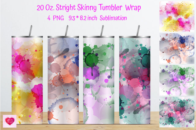 Colorful Watercolor 20 Oz Straight Skinny Tumbler Sublimation Design Sublimation Kseniia designer 