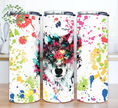 Colorful Wolf 20oz Tumbler Design Png, Wolf Artwork Tumbler Sublimation, Colorful Wolves Tumbler, Wolf Artwork Png, Animal Tumbler Sublimation AdriOP 