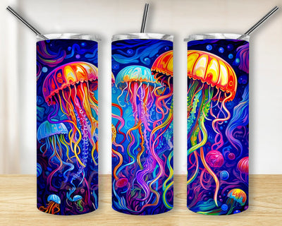 Colors 3 Jellyfish 20oz Skinny Tumbler Sublimation Design, Jellyfish Underwater Colorful Tumbler, Noen Jellyfish Tumbler, Jellyfish Tumbler Wrap Png Sublimation BouDesign 