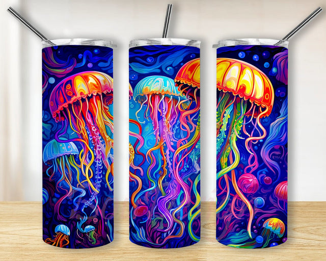 Colors 3 Jellyfish 20oz Skinny Tumbler Sublimation Design, Jellyfish Underwater Colorful Tumbler, Noen Jellyfish Tumbler, Jellyfish Tumbler Wrap Png Sublimation BouDesign 