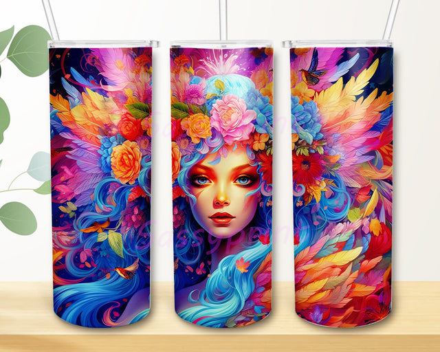 Colors Beautiful Fairy 20oz Skinny Tumbler Sublimation Design, Fairy Floral Magical Tumbler, Colorful Fairy Tumbler, Fairy Neon Tumbler, Watercolor Tumbler Wrap Sublimation sassyprint 