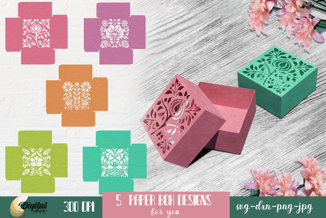 Colourful Paper box Bundle | Bright Gift&Design with Ornaments SVG Evgenyia Guschina 
