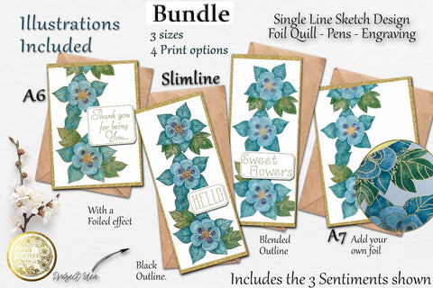 Columbine cards - Single line for Foil Quill | |Digi Stamps | Illustrations. Bundle Sketch DESIGN DrawnTogether with love 