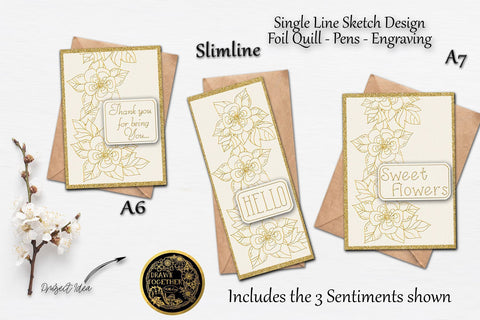 Columbine cards - Single line for Foil Quill | |Digi Stamps | Illustrations. Bundle Sketch DESIGN DrawnTogether with love 
