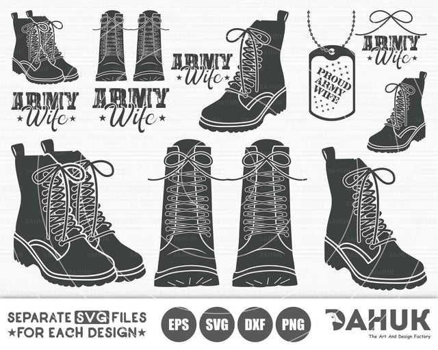 Combat Boots SVG | DXF | EPS | Png | Soldier | Army | Military boots svg SVG dahukdesign 