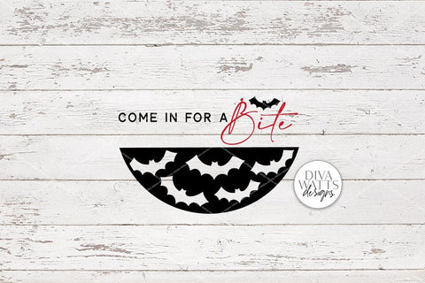 Come In For A Bite SVG | Halloween Bat / Vampire Round Sign Design SVG Diva Watts Designs 