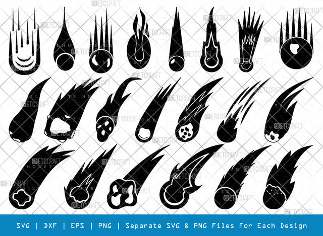 Comet SVG, Comet Silhouette, Asteroid Svg, Comet Icon Svg, Flaming Asteroid Svg, Space Svg, Meteor Svg, Fireball Svg, Comet Bundle SVG ETC Craft 