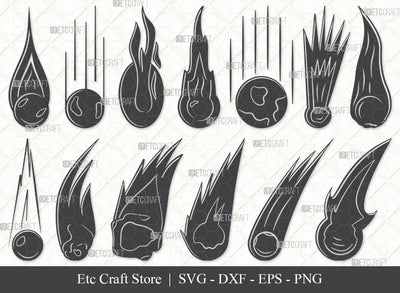 Comet SVG, Comet Silhouette, Asteroid Svg, Comet Icon Svg, Flaming Asteroid Svg, Space Svg, Meteor Svg, Fireball Svg, Comet Bundle SVG ETC Craft 