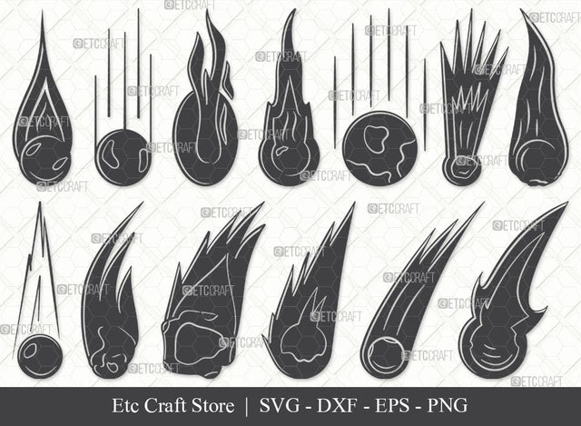 Comet SVG, Comet Silhouette, Asteroid Svg, Comet Icon Svg, Flaming Asteroid Svg, Space Svg, Meteor Svg, Fireball Svg, Comet Bundle SVG ETC Craft 