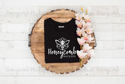 Comfort Colors 1717 Black Mockup, Folded Mockup, Women's T-Shirt Mockup, Summer Mockup, Farmhouse Mockup Mock Up Photo Honeycomb Mockups 