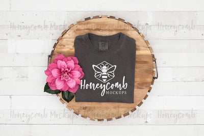 Comfort Colors 1717 Pepper Mockup, Folded Mockup, Women's T-Shirt Mockup, Summer Mockup, Farmhouse Mockup Mock Up Photo Honeycomb Mockups 