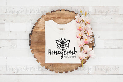 Comfort Colors 1717 White Mockup, Folded Mockup, Women's White T-Shirt Mockup, Summer Mockup, Farmhouse Mockup Mock Up Photo Honeycomb Mockups 