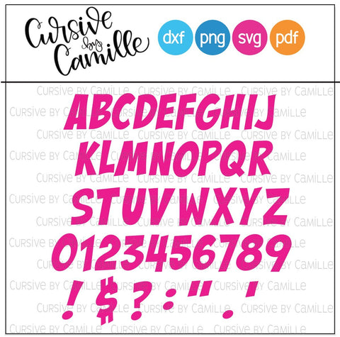 Comic Alphabet Cut File SVG Cursive by Camille 