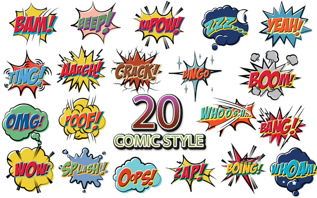 Comic book bubbles doodle set. Collection of cartoon emotional SVG naemmiah021 