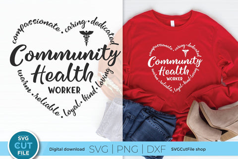 Community Health worker svg, health care worker svg, essential healthcare svg, heart with text svg, care worker svg, CHW gift, svg dxf png SVG SVG Cut File 