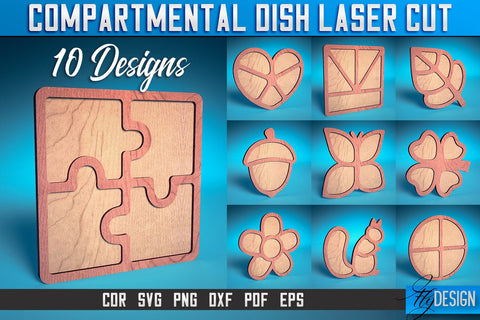 Compartmental Dish Laser Cut SVG | Dish Laser Cut SVG Design | CNC Files SVG Fly Design 