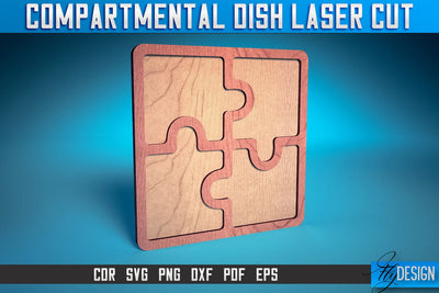 Compartmental Dish Laser Cut SVG | Dish Laser Cut SVG Design | CNC Files SVG Fly Design 