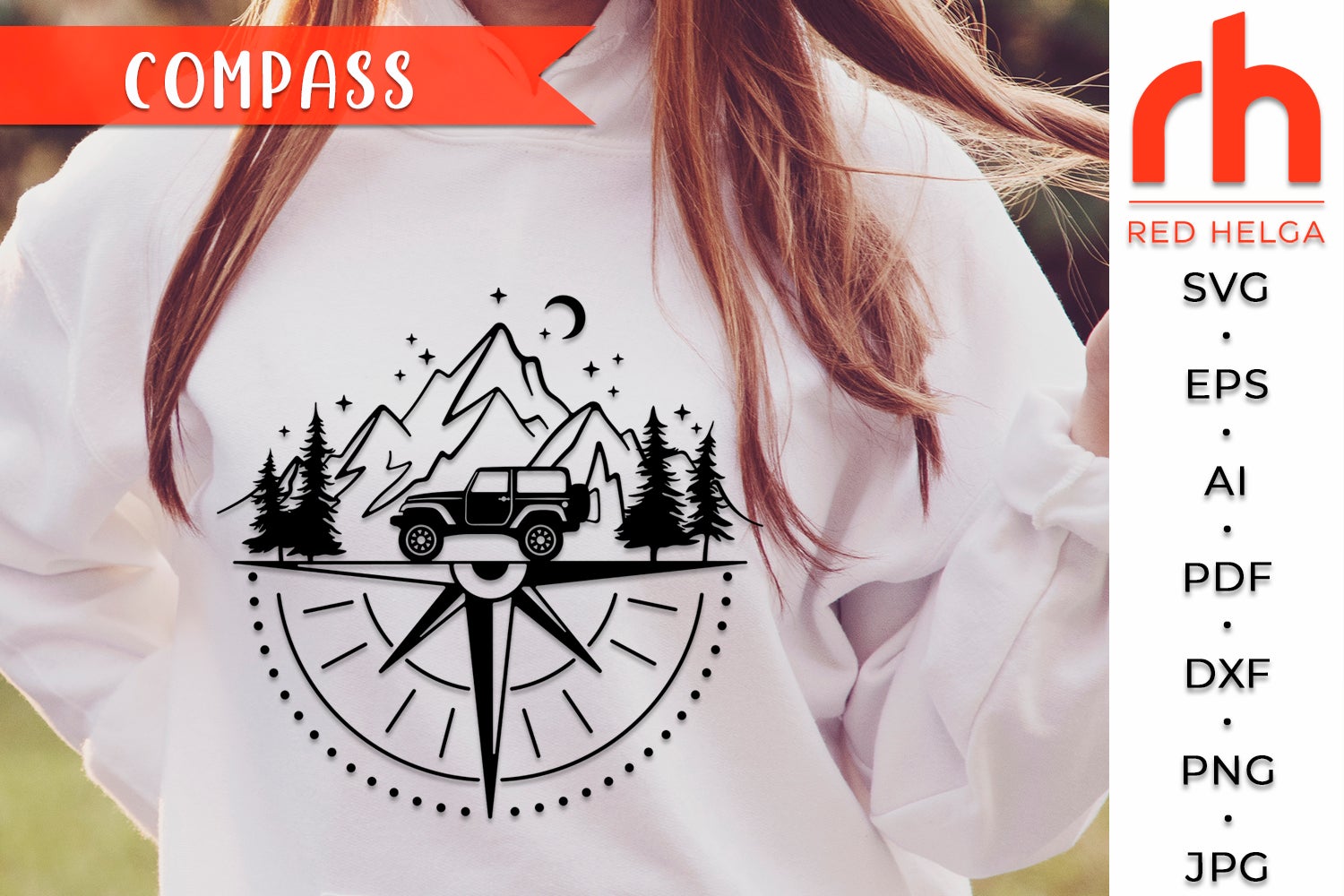 Forest and Compass SVG, Mountain Svg, Adventure Svg, Dxf Eps