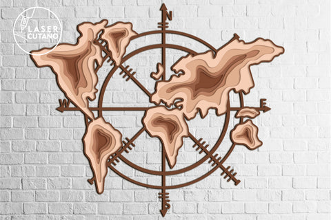 COMPASS MAP Laser Cutting Wood Project SVG LaserCutano 