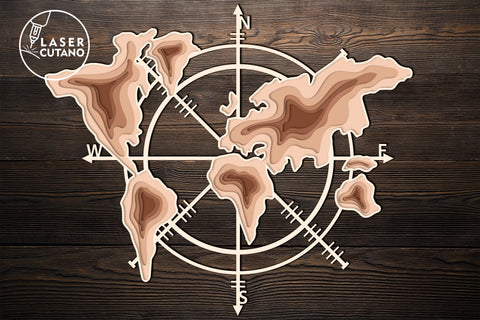 COMPASS MAP Laser Cutting Wood Project SVG LaserCutano 