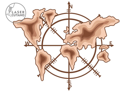 COMPASS MAP Laser Cutting Wood Project SVG LaserCutano 