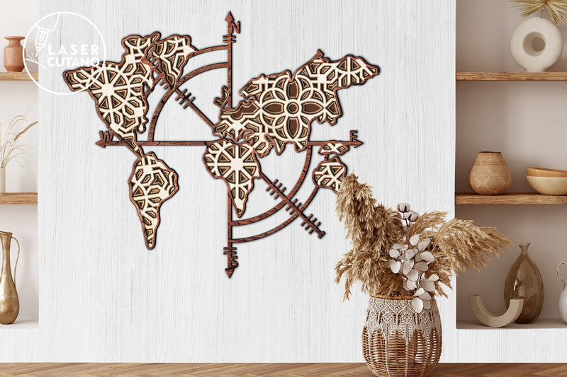COMPASS MAP Multilayer Laser Cut Files for Laser Cut Wood, Cricut, CNC ...