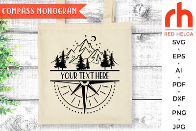 Compass Monogram SVG - Mountains Logo Cut File SVG RedHelgaArt 