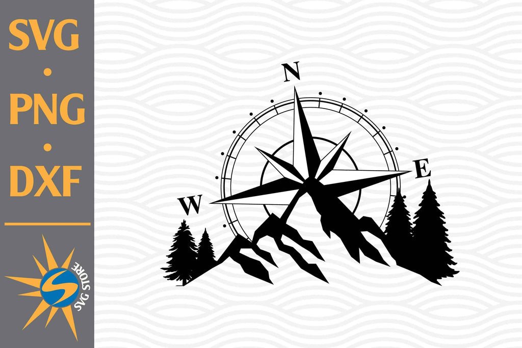 Split Compass Split Compass Mountain SVG, PNG, DXF Digital Files Include - So Fontsy