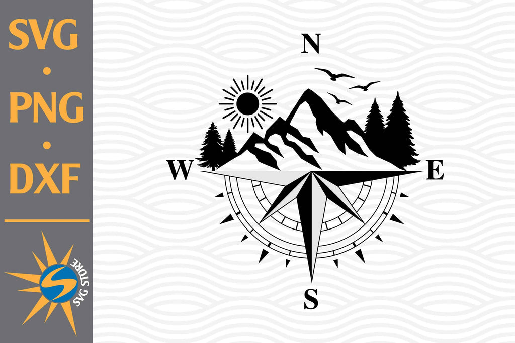 Compass Mountain SVG, PNG, DXF Digital Files Include - So Fontsy