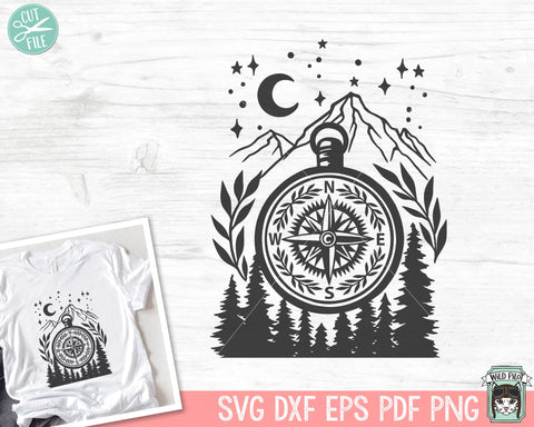 Compass SVG, Adventure SVG, Mountains SVG, Forest svg, Camping svg, Hiking svg, Night Sky svg, Outdoors svg, Adventure Clipart, Explorer svg SVG Wild Pilot 