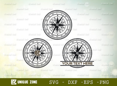 Compass SVG Monogram, Nautical Compass Svg, Mountain Compass Svg, Travel Compass Svg, Compass Rose Svg, Compass Star Svg, Compass Monogram, SVG Unique Zone 