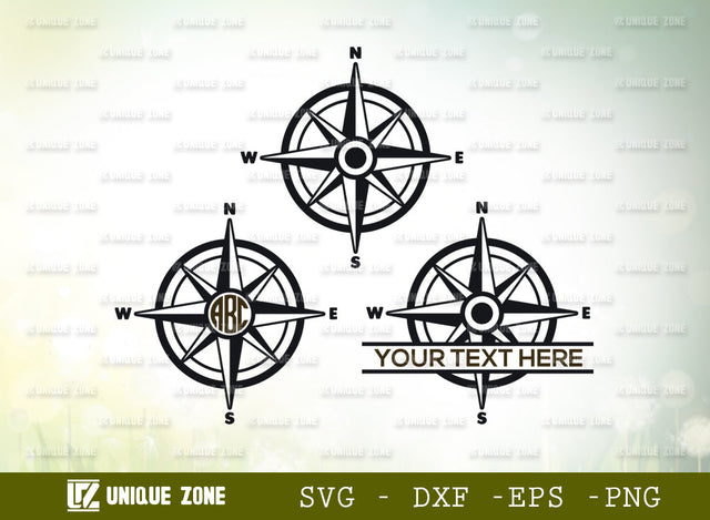 Compass SVG Monogram, Nautical Compass Svg, Mountain Compass Svg, Travel Compass Svg, Compass Rose Svg, Compass Star Svg, Compass Monogram, SVG Unique Zone 