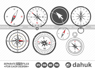 Compass SVG, Nautical Compass Svg, Compass Icons, Compass Vector, Compass Star, Cardinal points Svg, Compass Rose SVG, Cut file for silhouette, svg, eps, dxf, png, clipart cricut design space, vinyl cut file SVG dahukdesign 