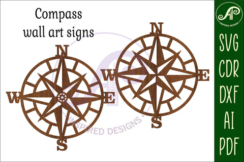 Compass wall art sign, SVG file. vector SVG APInspireddesigns 