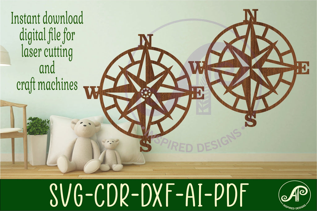Compass wall art sign, SVG file. vector - So Fontsy